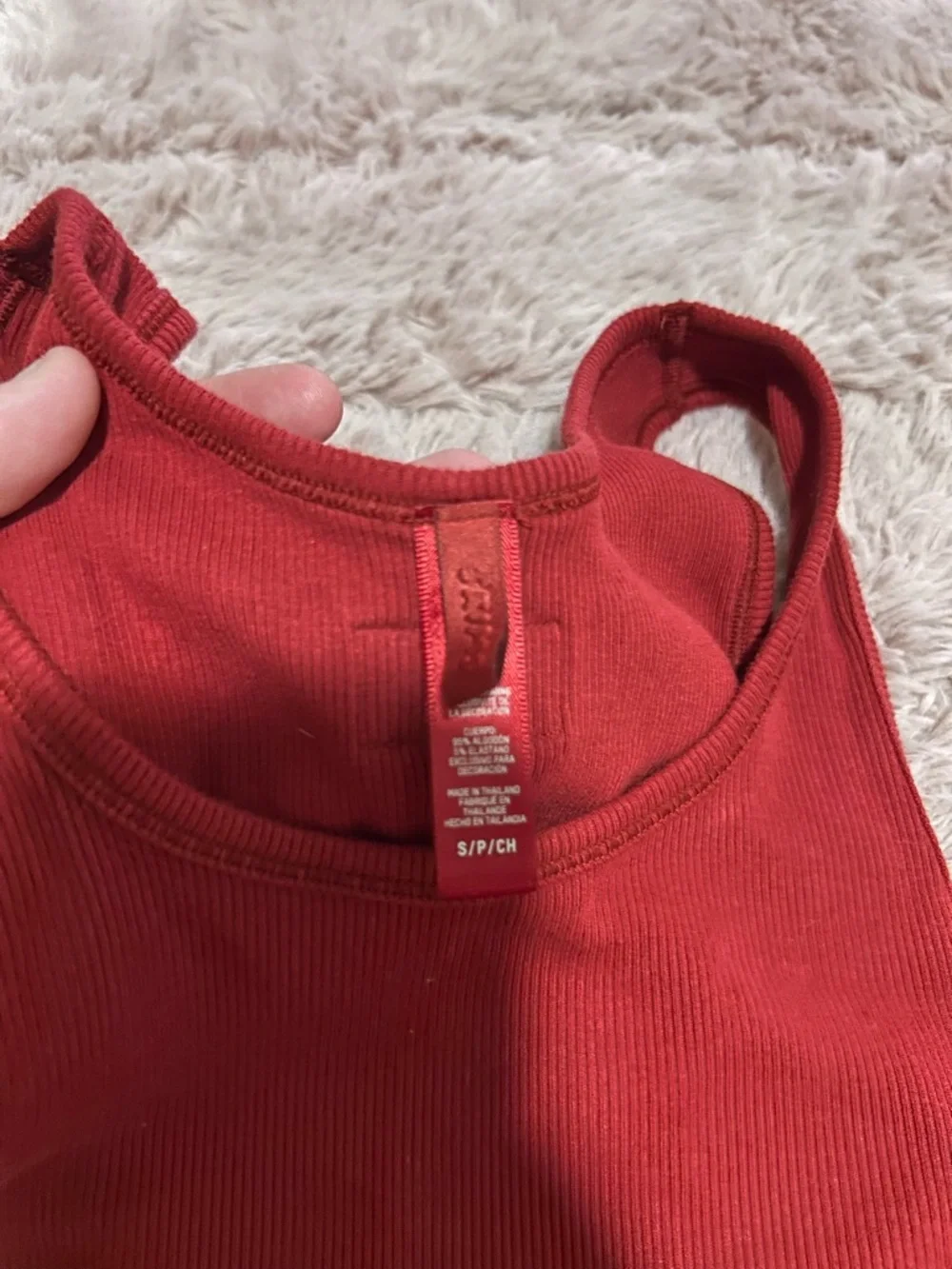 SKIMS Ribbed Tank Top in Deep Burgundy - Picture 2 of 4